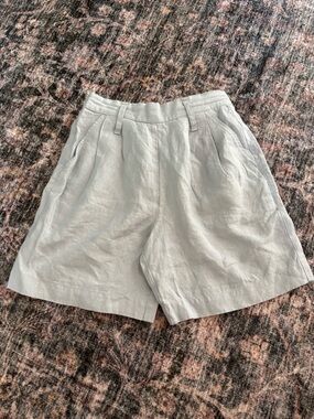 notPERFECTLINEN Light blue High Waist Linen Shorts